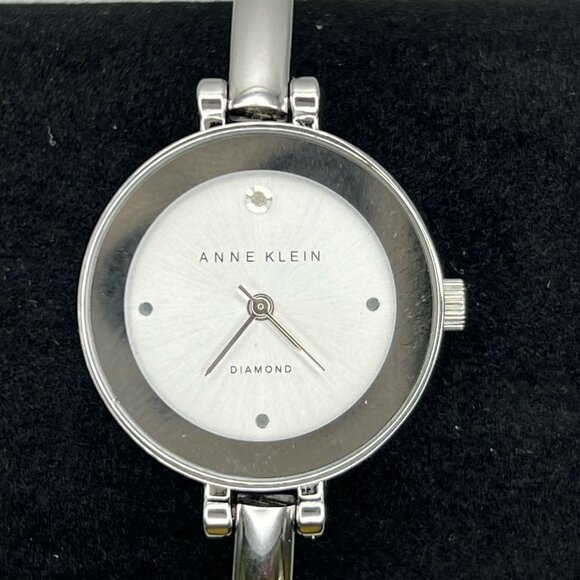 Anne Klein Diamond Series Petite Round Ladies Silver Tones Watch Working - Picture 7 of 8